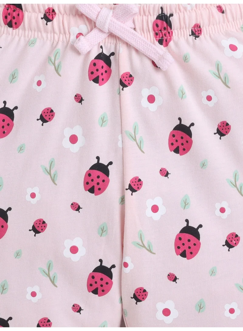 Victor And Jane  Girls Ladybug Print Cotton Pajama Set – T-Shirt & Full Pants Nightwear for Women | Best Price UAE